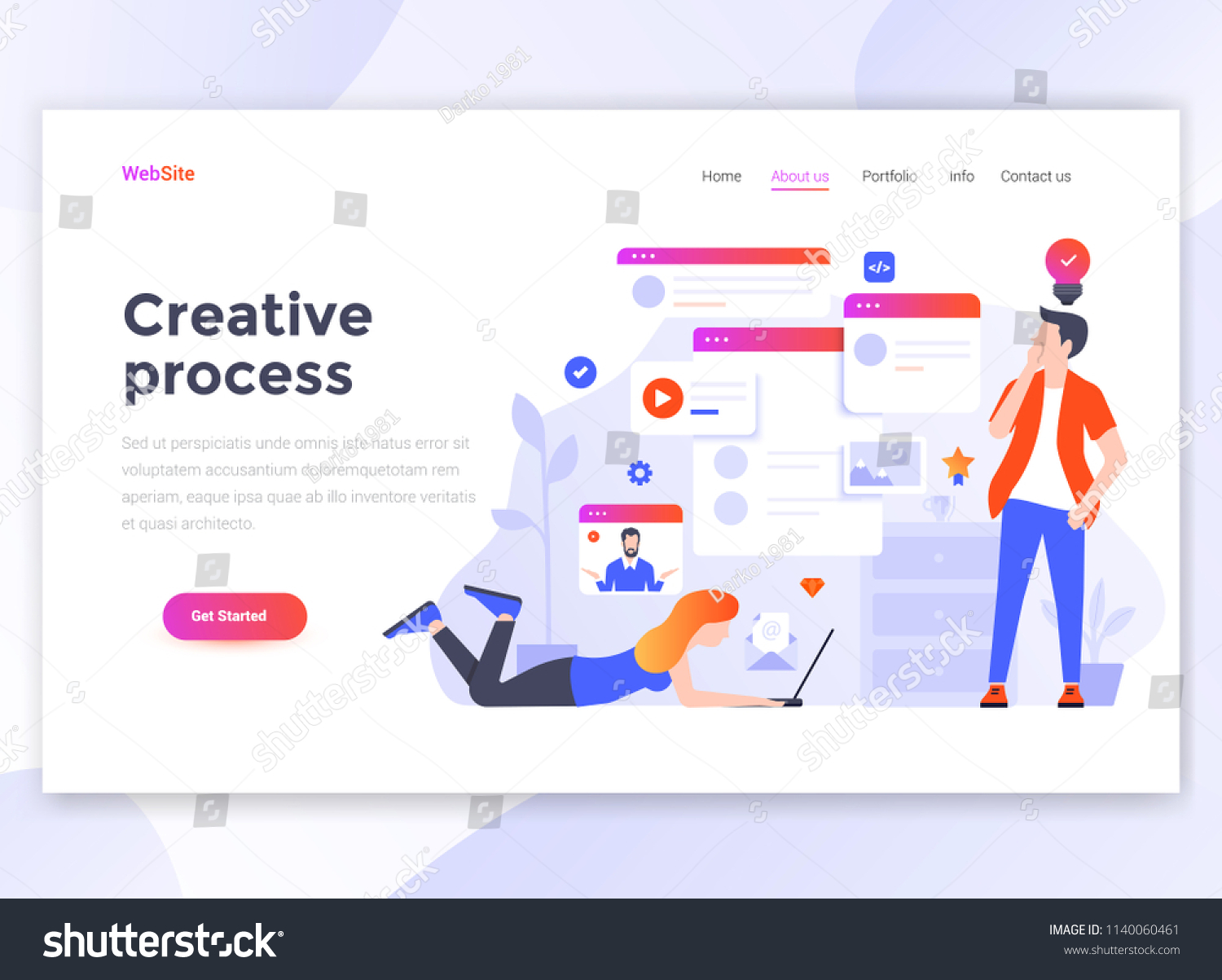 Landing page template of Creative process. Modern flat design concept of web page design for website and mobile website. Easy to edit and customize. Vector illustration
