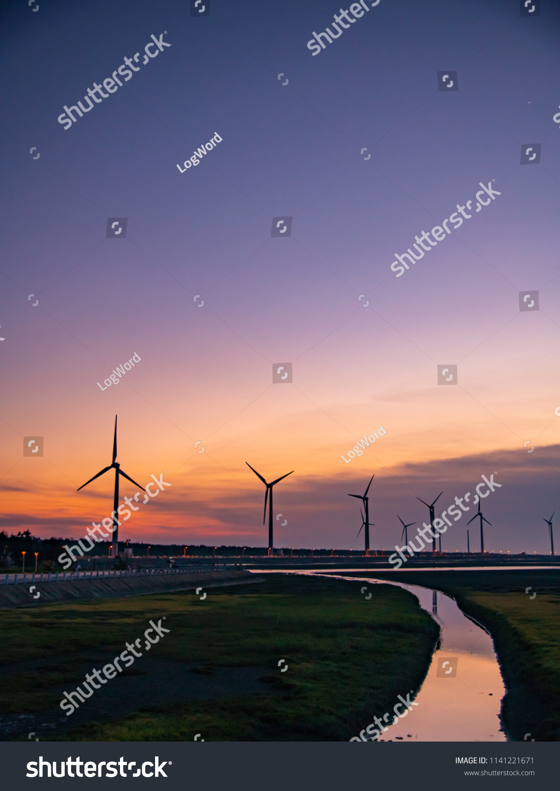 wetland and windmill