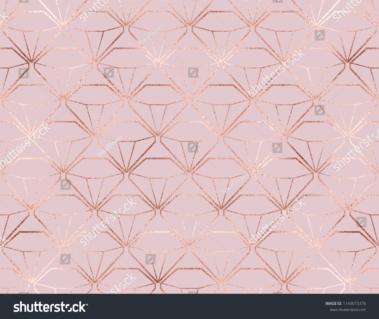 Luxury rose gold diamonds seamless pattern.