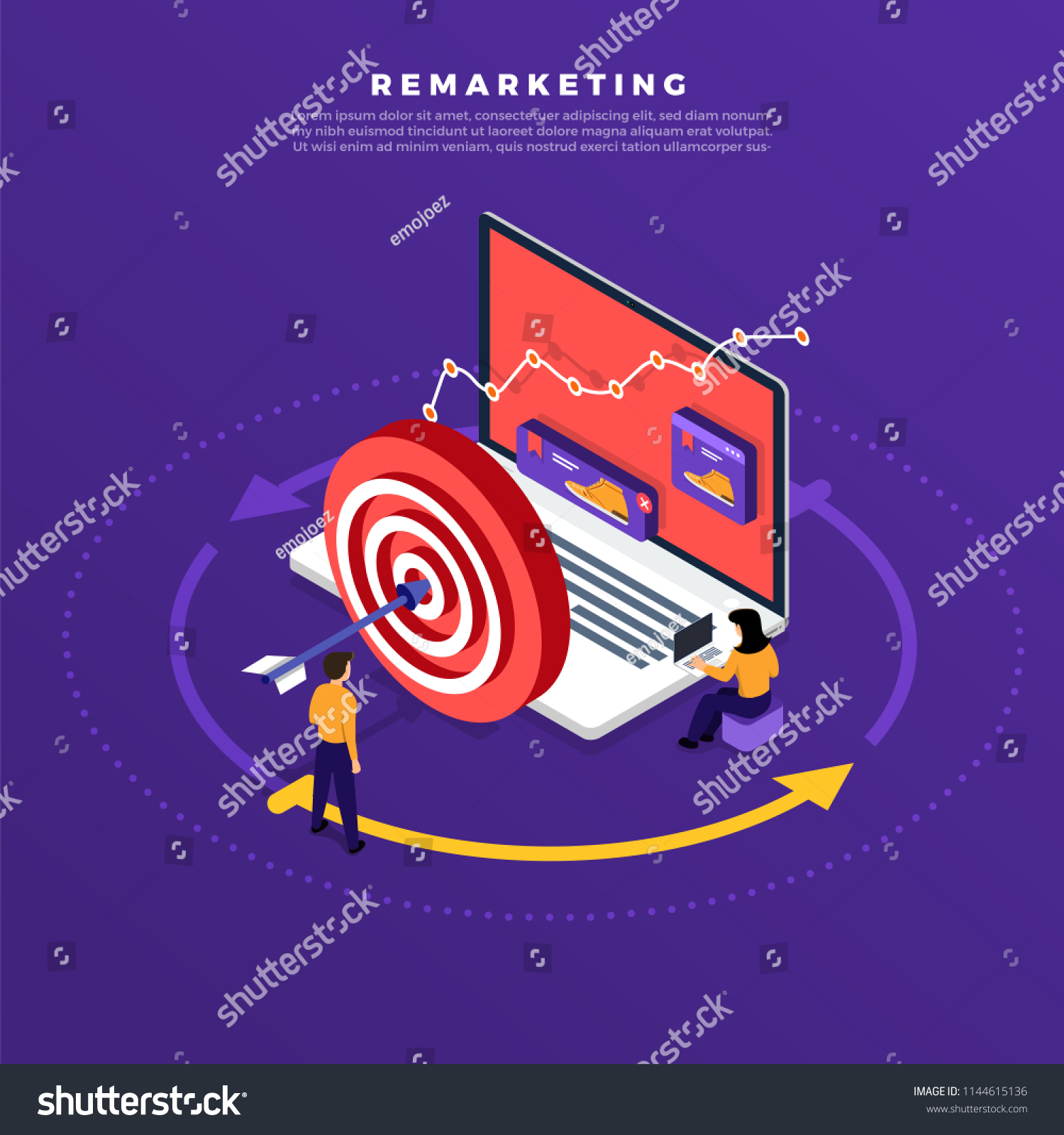 Isometric flat design concept digital marketing retargeting or remarketing. online banner ad network. Vector illustrations.