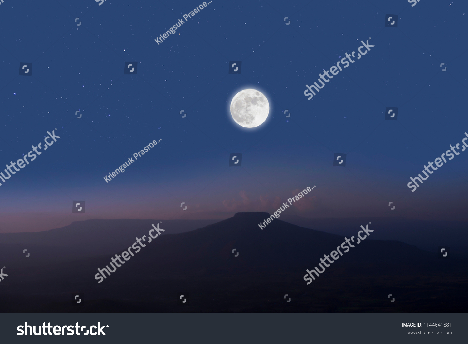 Full moon  over mountains.Romantic night.