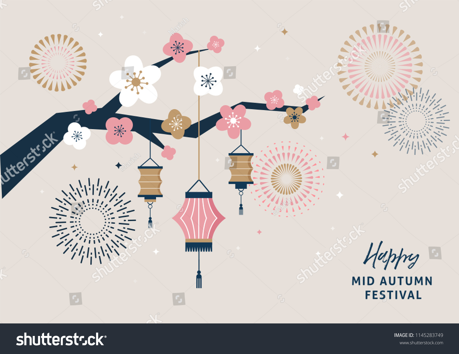 秋季音乐节。 Chuseok 中文措辞翻译：中秋。向量横幅 背景和海报