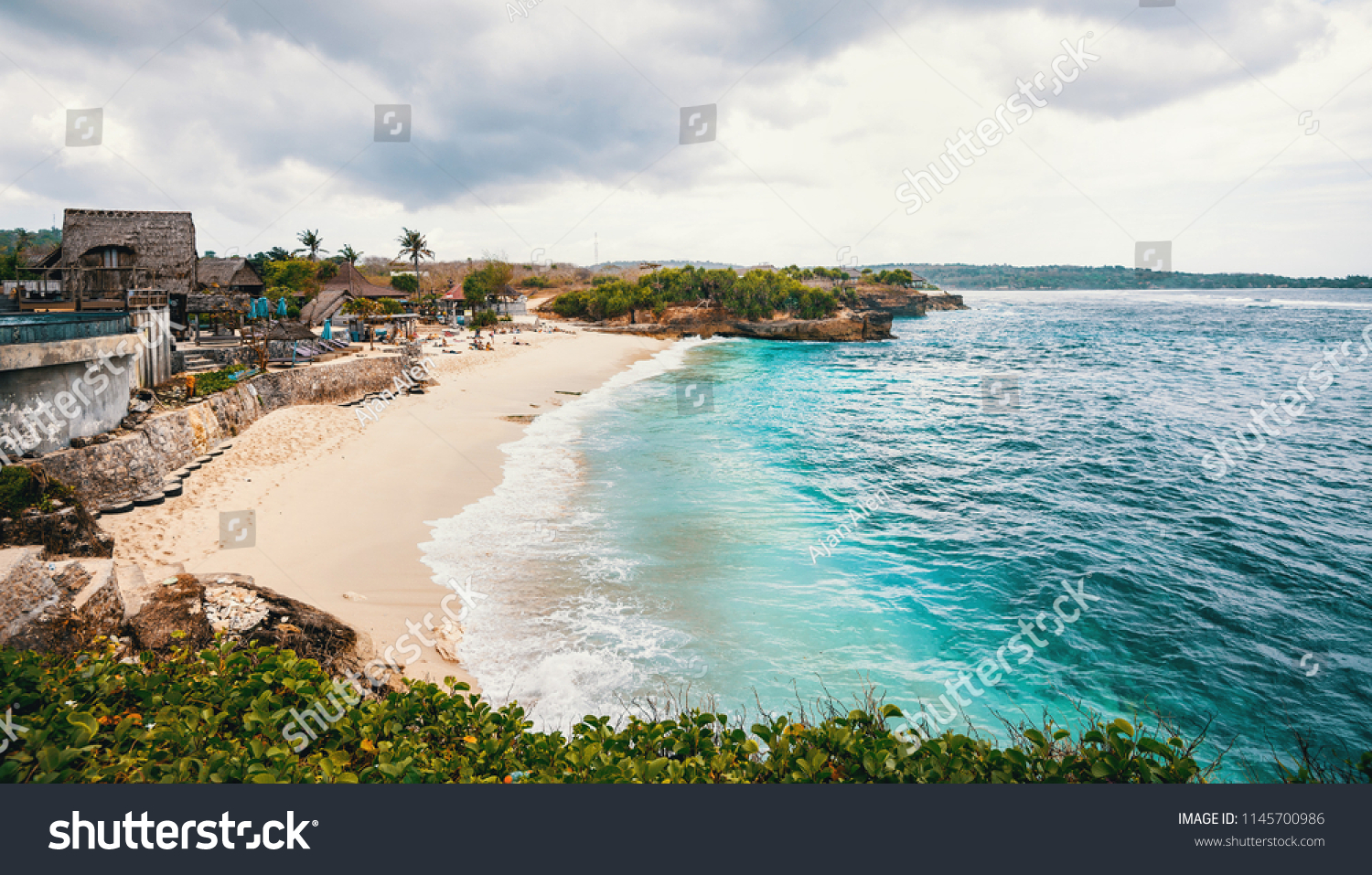 Beautiful Dream Beach on Nusa Lembongan island near Bali  Indonesia. Toned image.