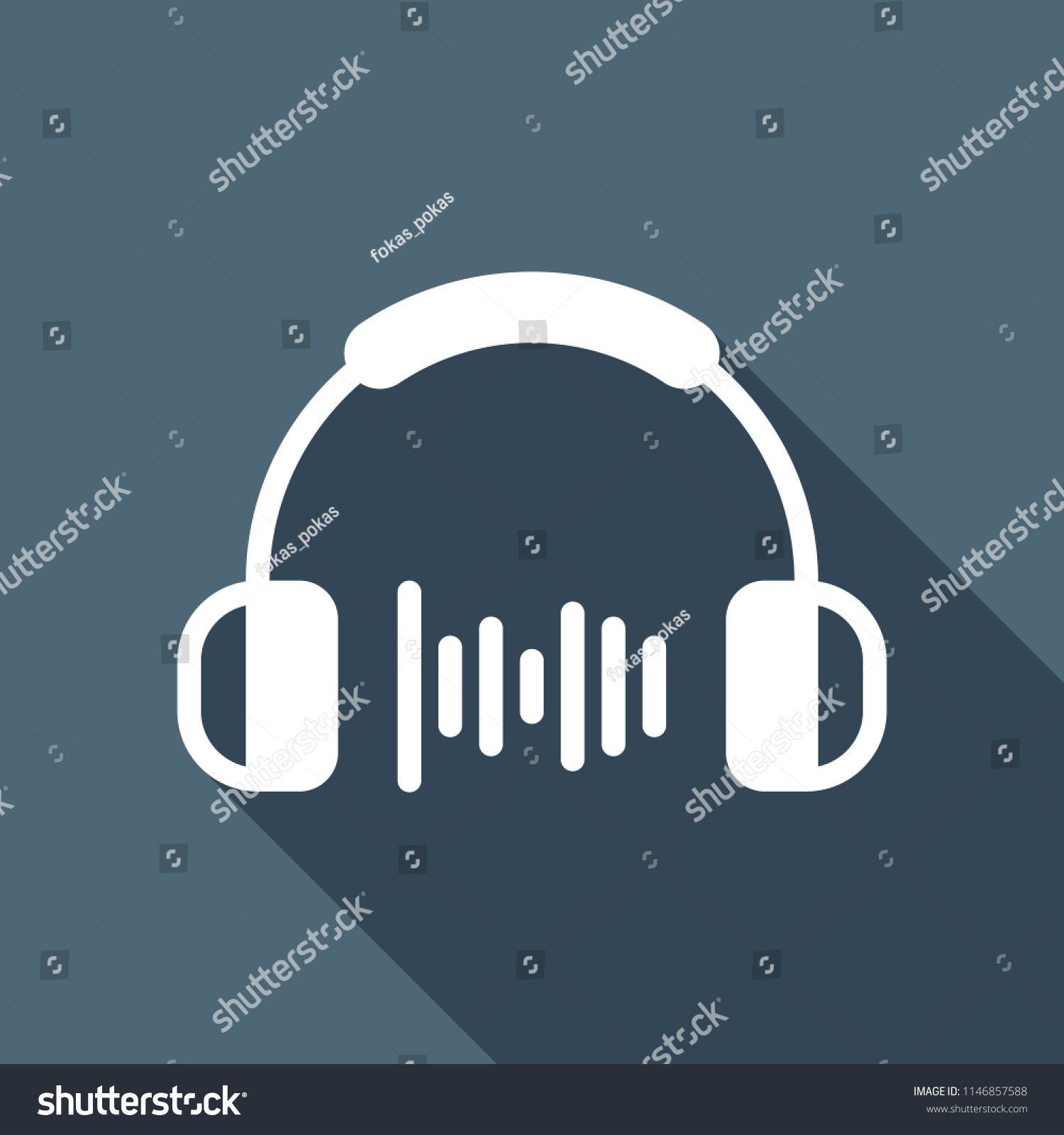 white flat icon with long shadow on background