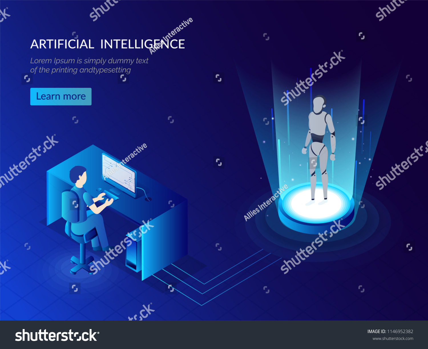 Analyst analyse the humanoid robotic system for Artificial Intelligence (AI) responsive web template.