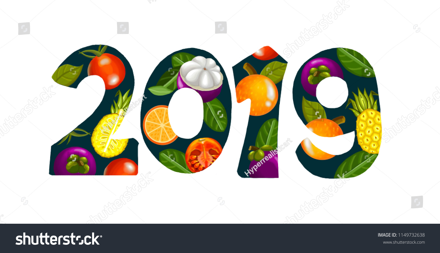 happy new year 2019 with free hand digital painting 