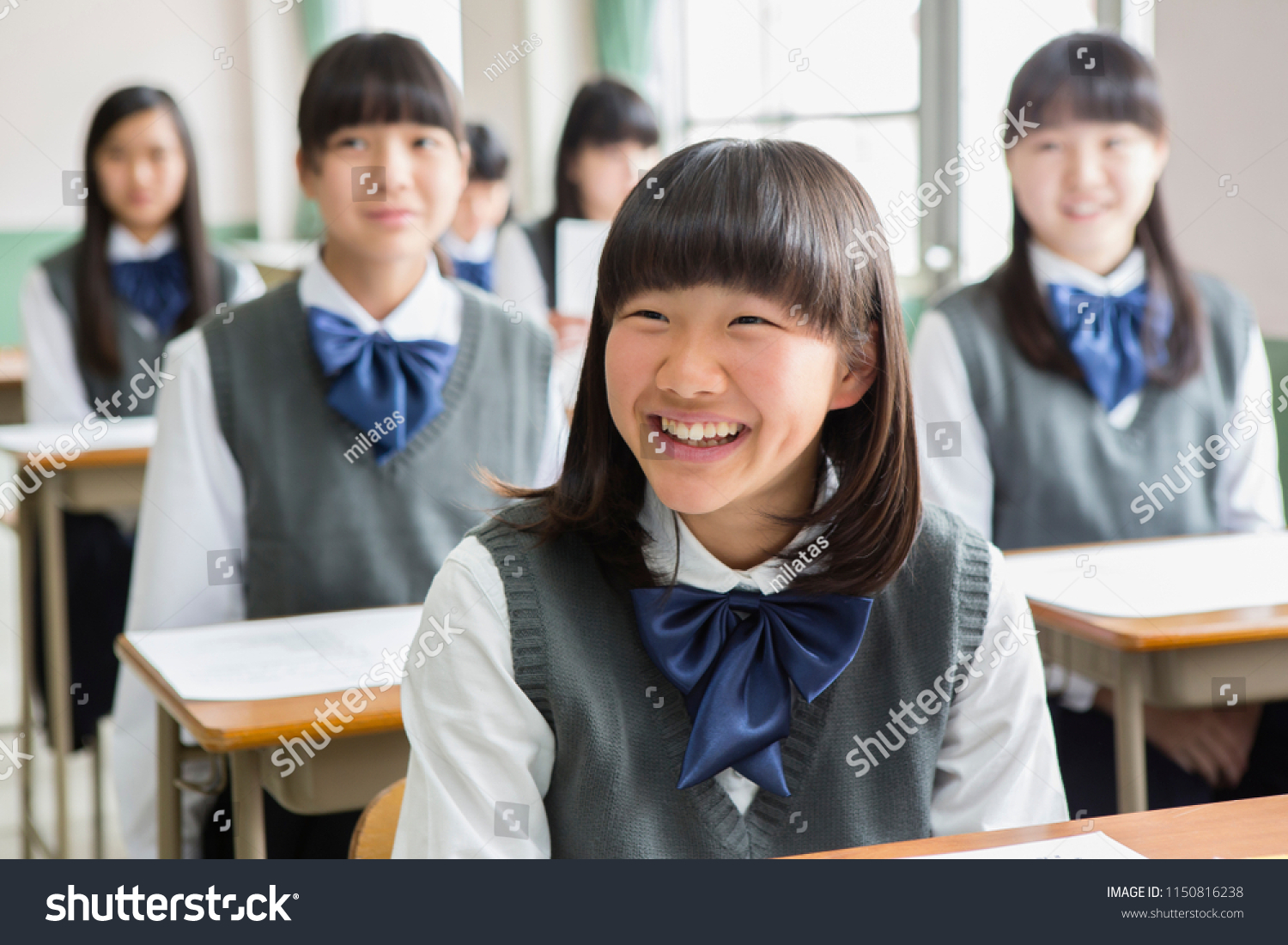 Schoolgirl smile of Japanese