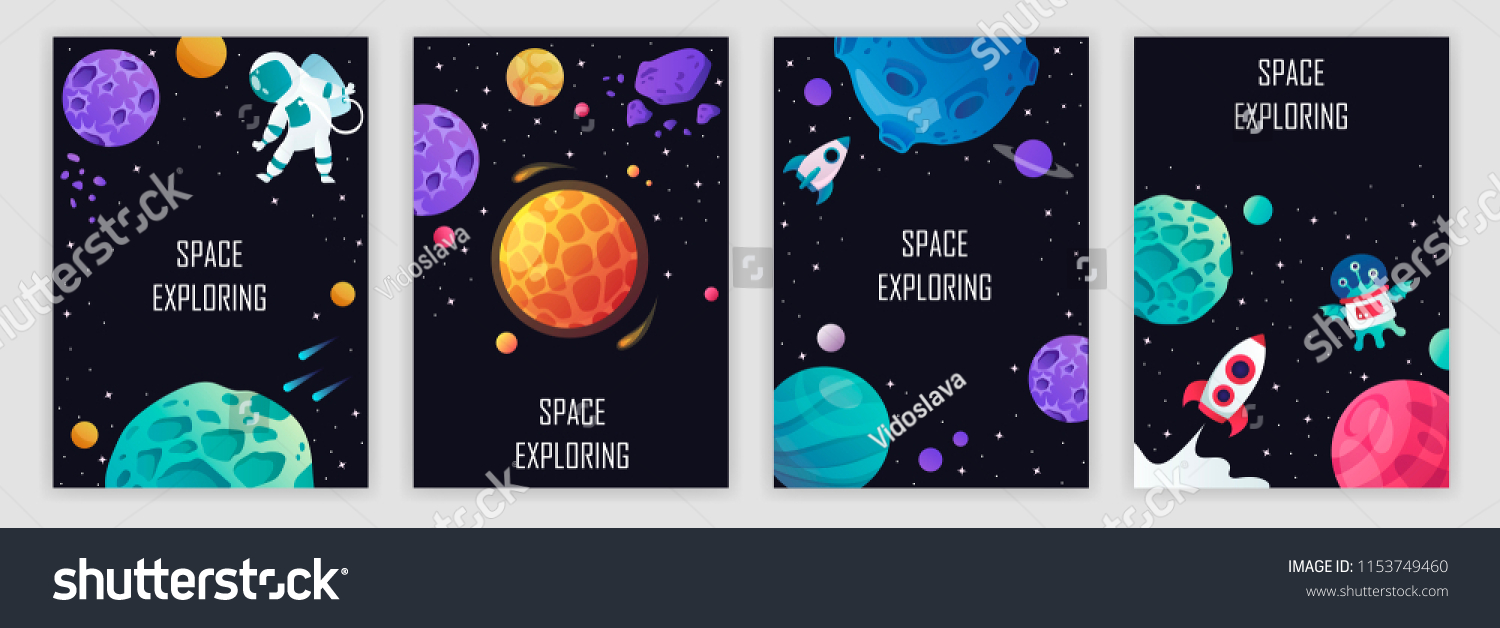 set of banner templates. science. universe. space. space trip. design. vector illustration