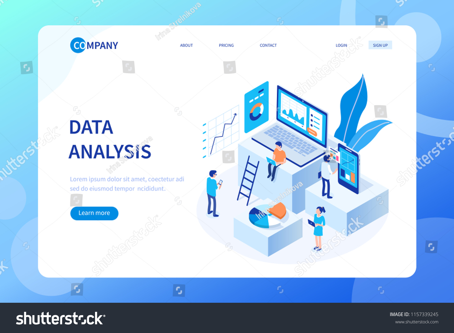 Data analysis concept with characters. Can use for web banner  infographics  hero images. Flat isometric vector illustration isolated on white background.