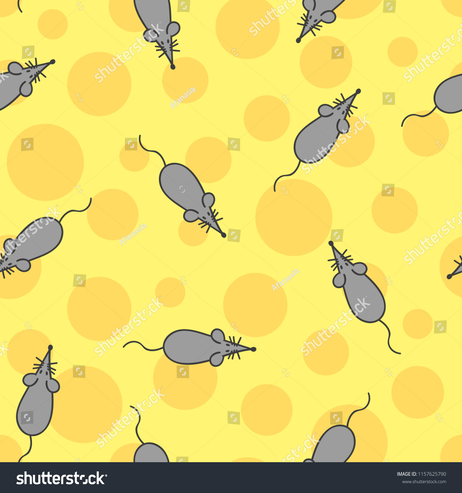 Cute doodle mouse and cheese seamless pattern.