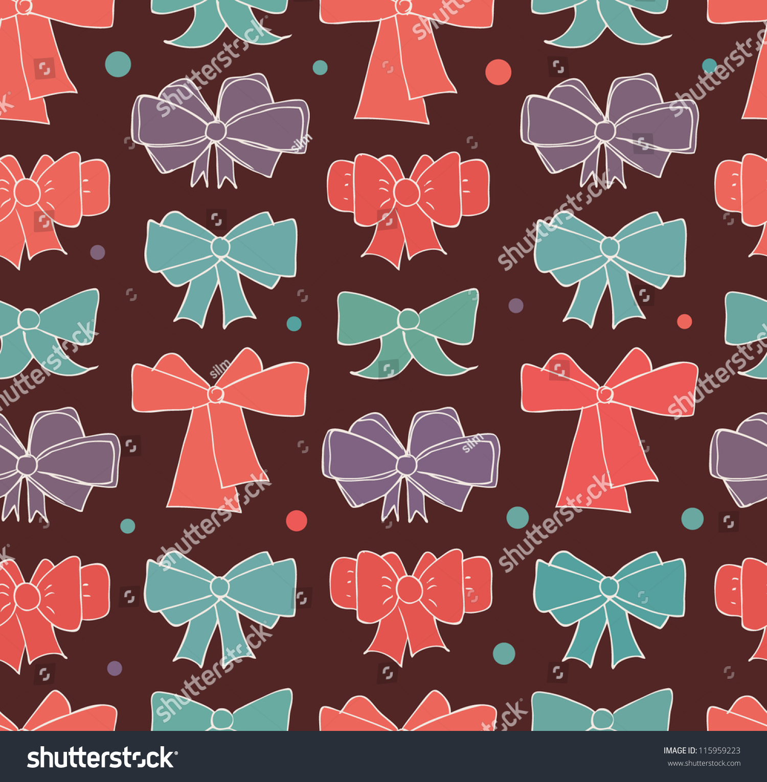 Seamless background with bows. Endless hand drawn pattern for textile  web pages background  clothes