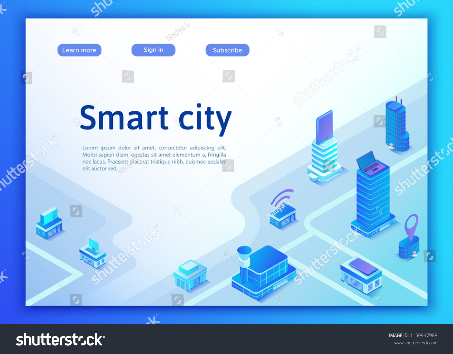 Smart city isometric city concept  online transportation service