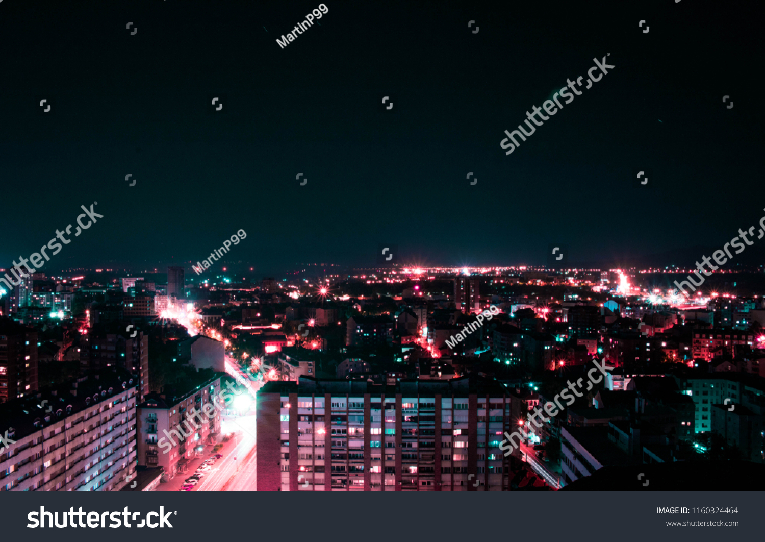 Pink Cyan edit city landscape from a high place Niš Serbia