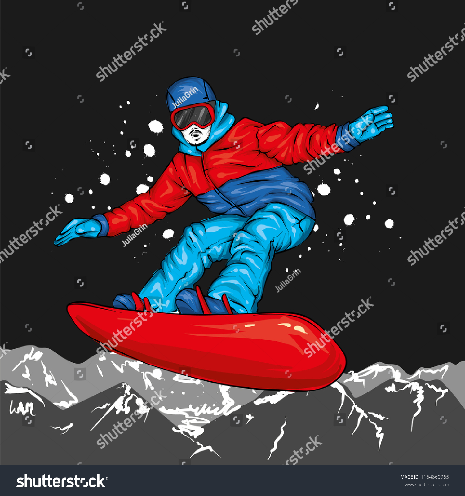 A snowboarder in colorful clothes. Vector illustration. Sports  extreme sports  outdoor activities.