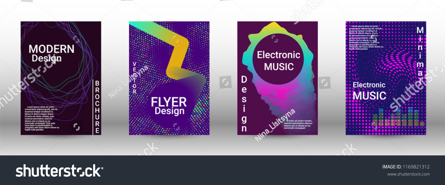 Cover design. The minimum coverage of the vector. Set of modern abstract musical backgrounds. Sound flyer for creating a fashionable abstract cover  banner  poster  booklet.
