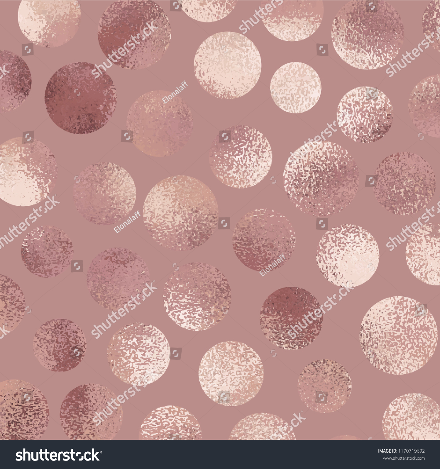 Rose gold. Abstract background with circles. Vector texture for design of invitations  cards  business cards and covers