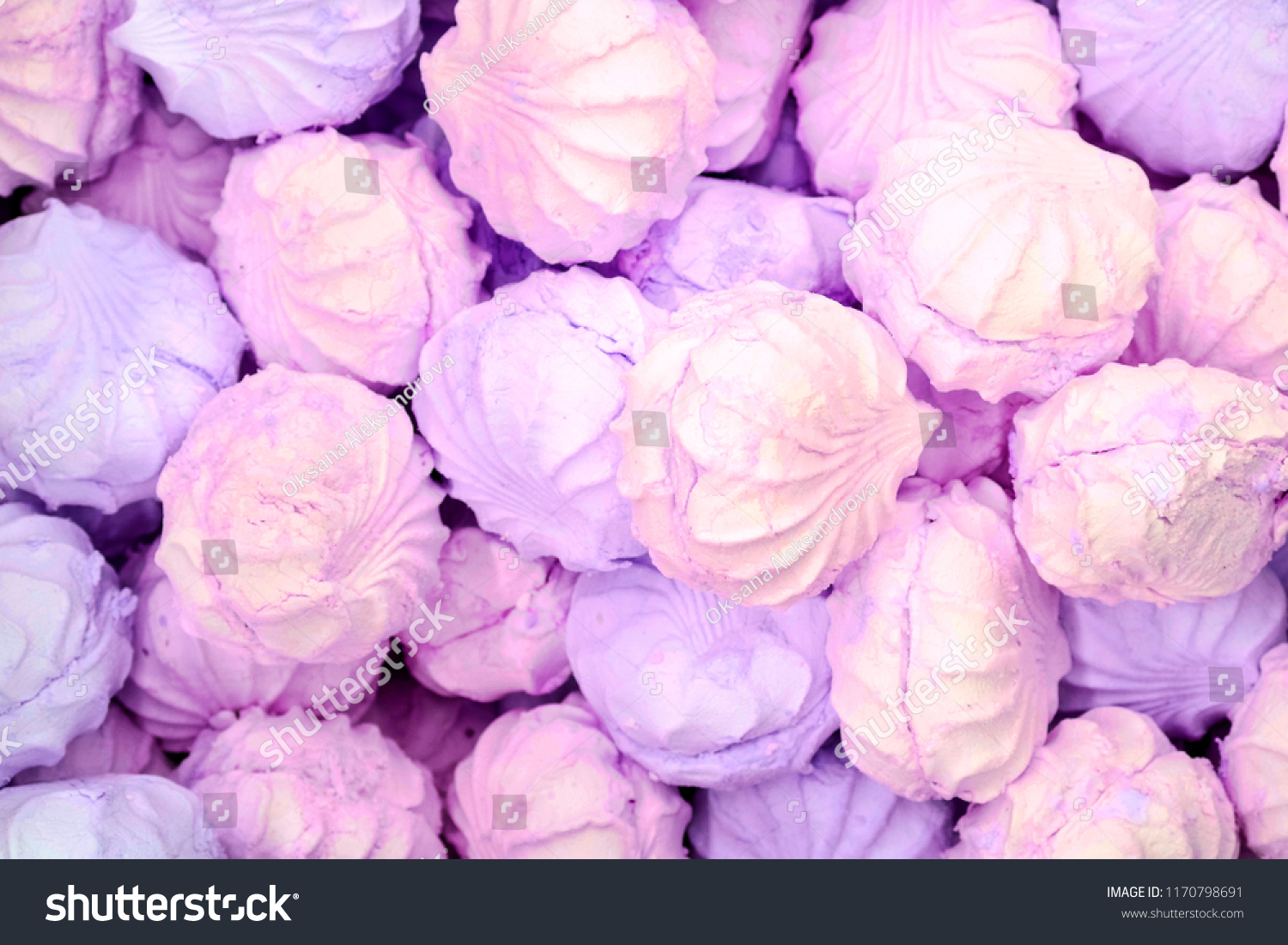 Homemade pink and neon violet marshmallows