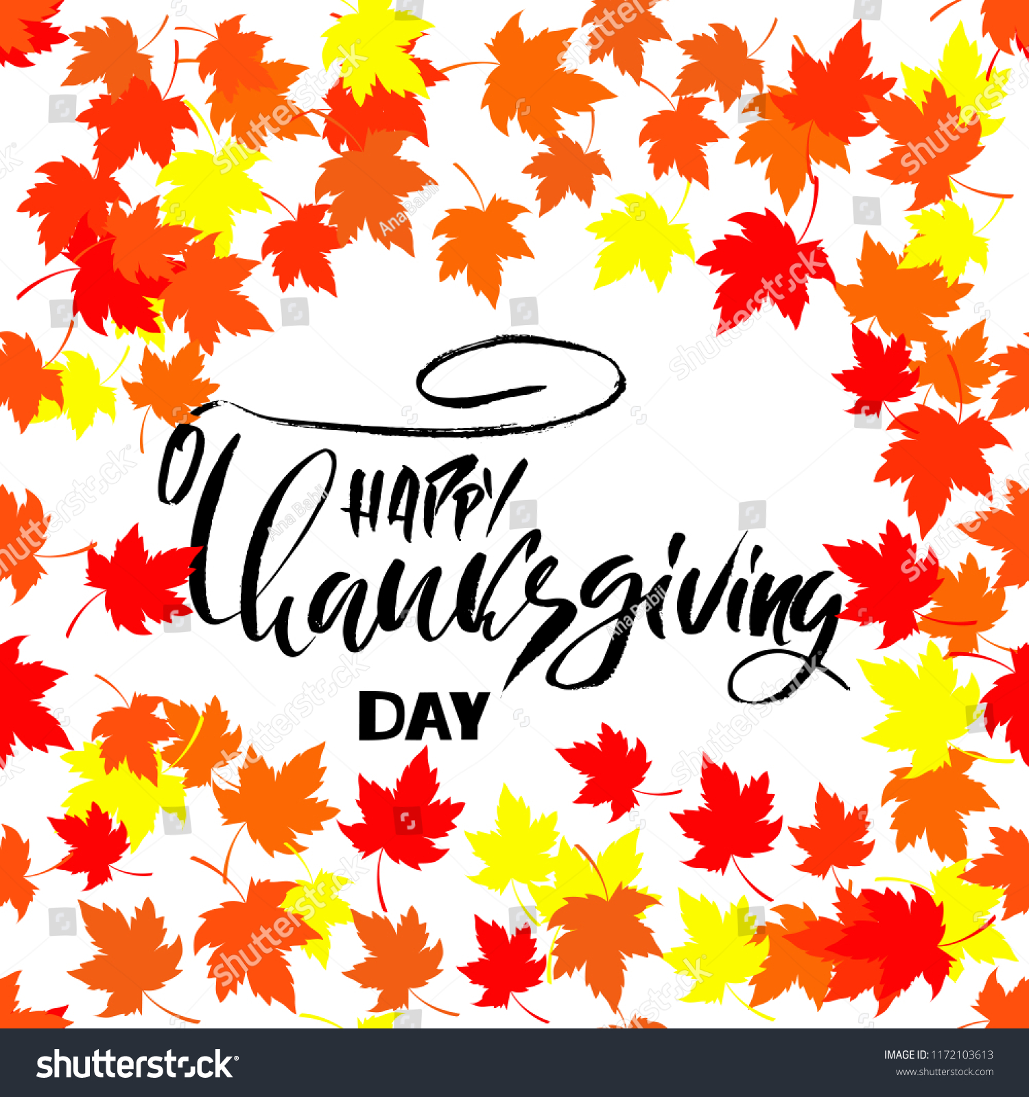 Handwritten Thanksgiving lettering day. Happy Thanksgiving card template. Typography banner. Calligraphy poster. Vector illustration.