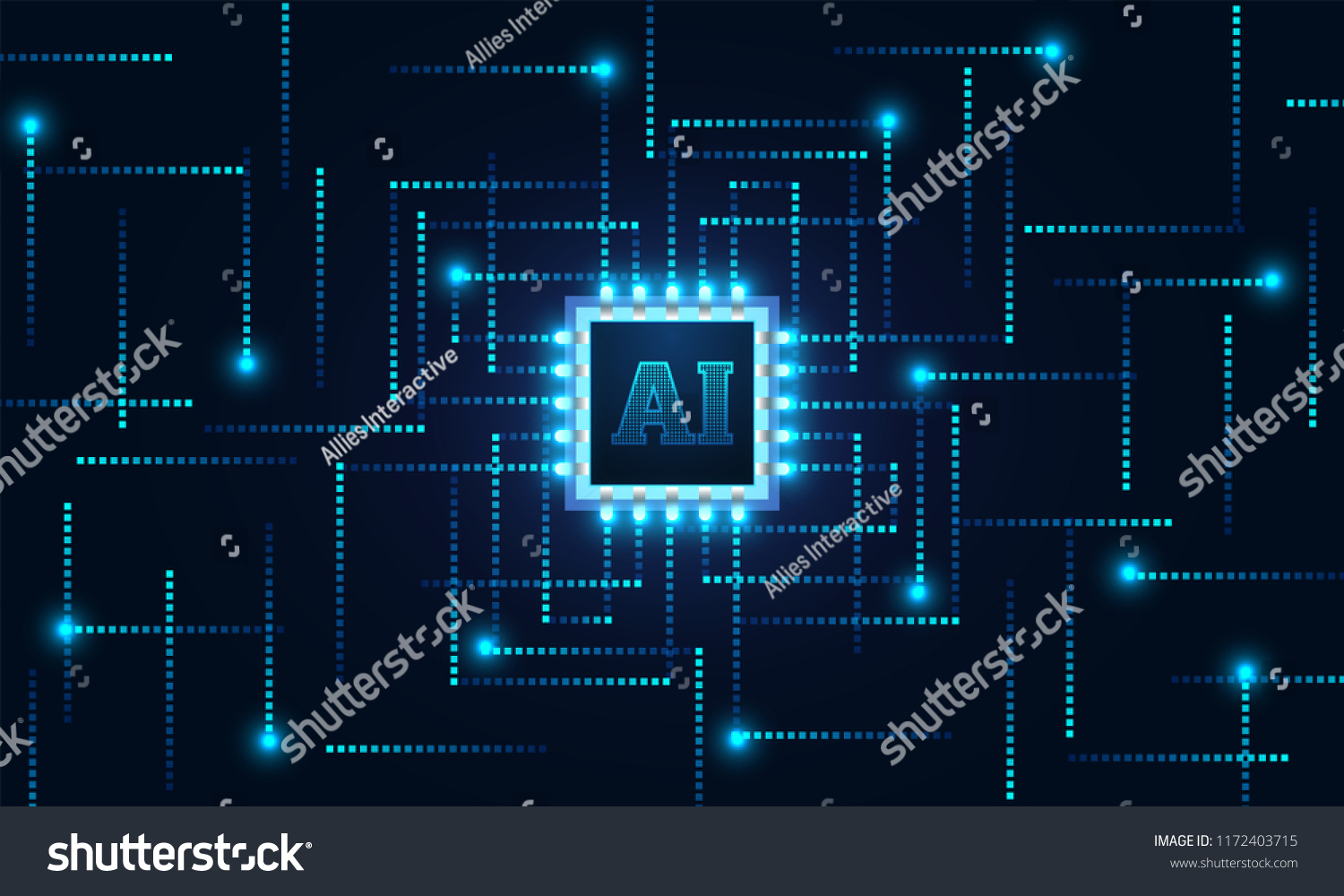 Computer generated digital connection structure with an artificial intelligence (AI) chip.