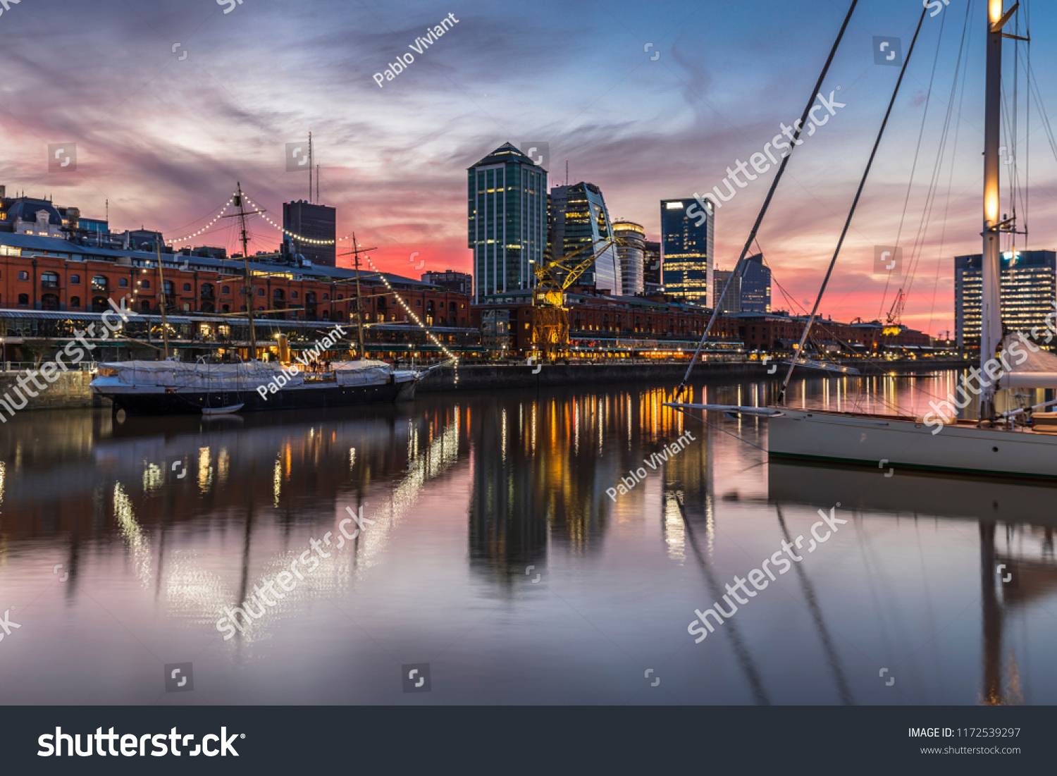 The famous neighborhood of Puerto Madero at night. Buenos Aires  Argentina.
