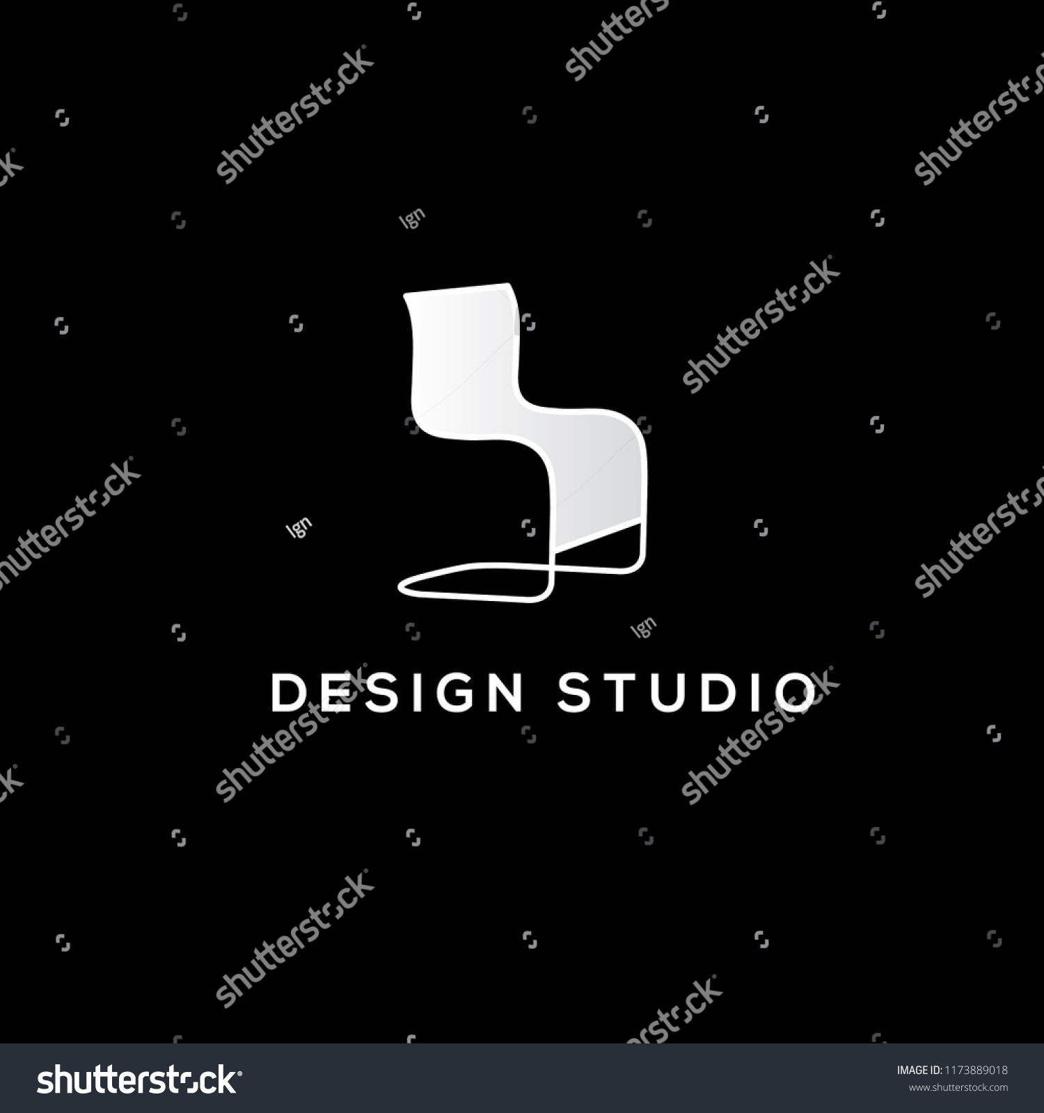 Chair vector logo. Interiors brand. Design studio emblem