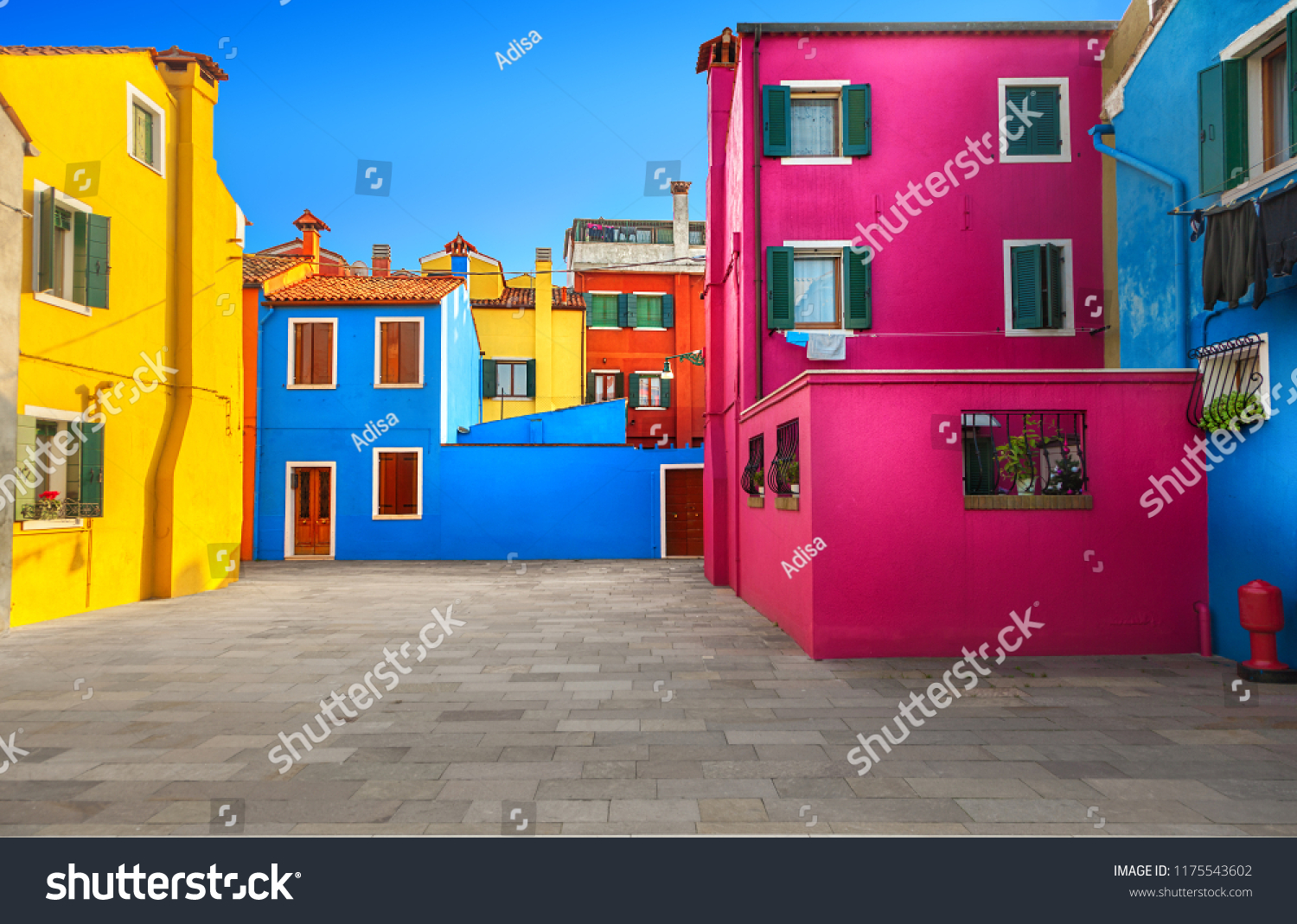 Colorful houses in Burano  Venice  Italy
