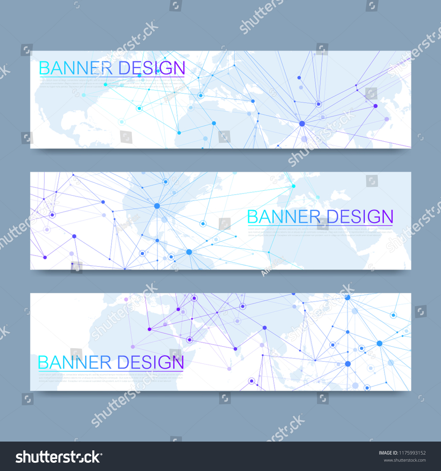 Vector banners set hi-tech digital technology and engineering ...