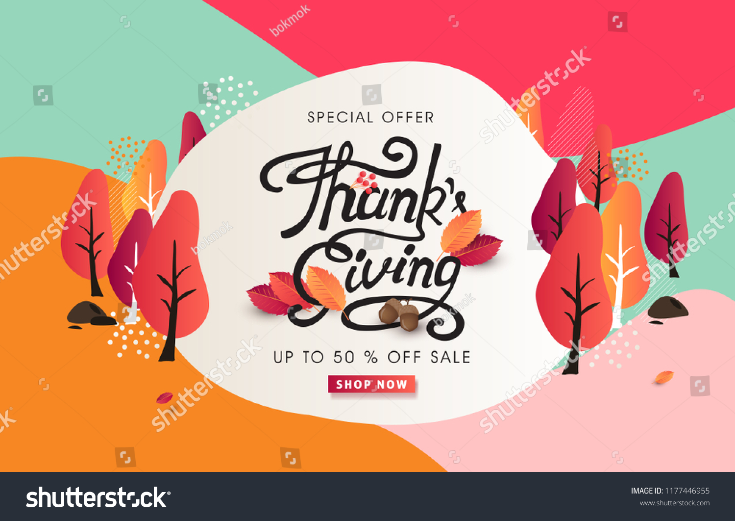 calligraphy of Thanksgiving day banner. Autumn Seasonal lettering.vector illustration