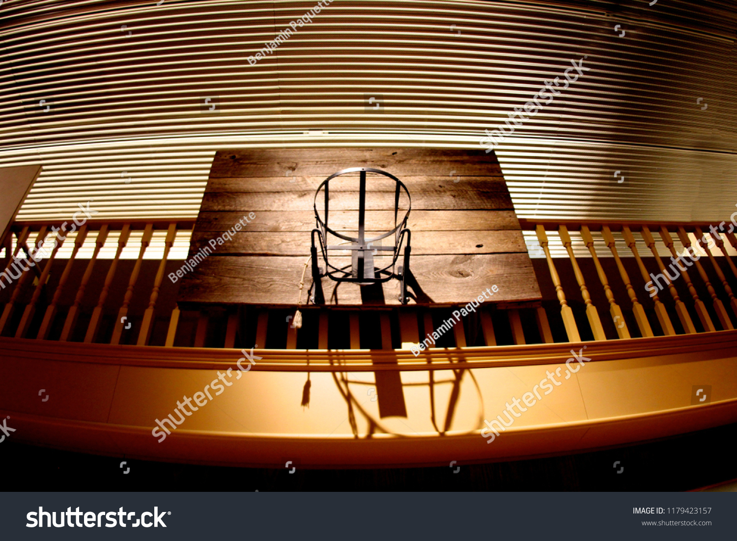 old basketball hoop hanging in the Basketball Hall of Fame in Springfield 
