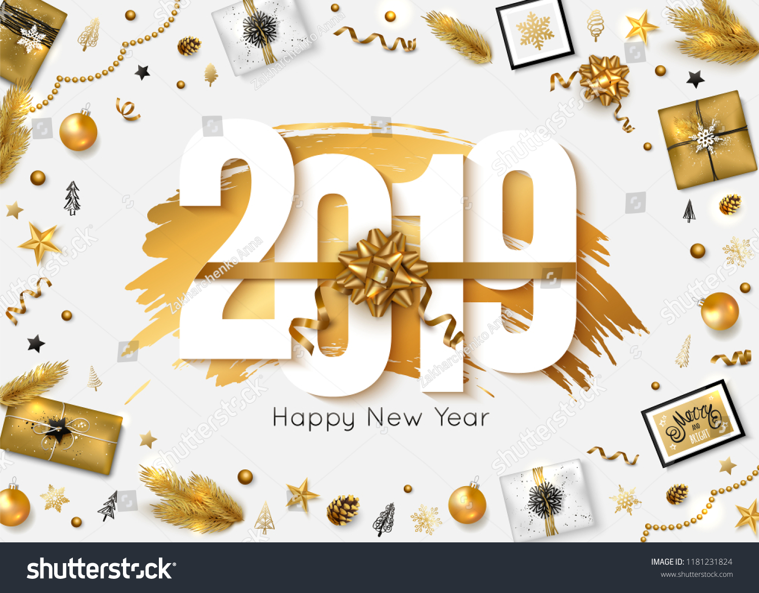 2019新年快乐背景。矢量图