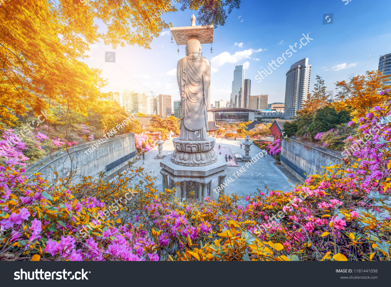 Autumn of Bongeunsa Temple During the Summer in the Gangnam District of Seoul  South Korea.
