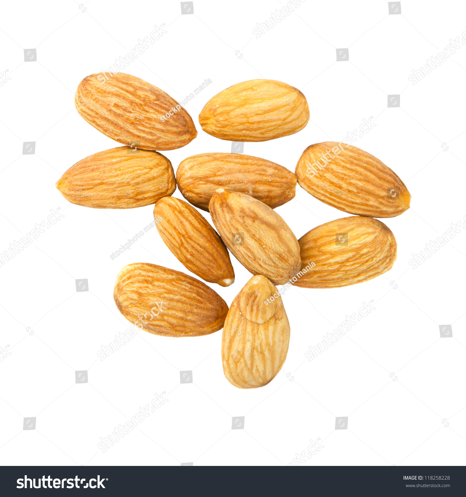 group of almond isolated on white background