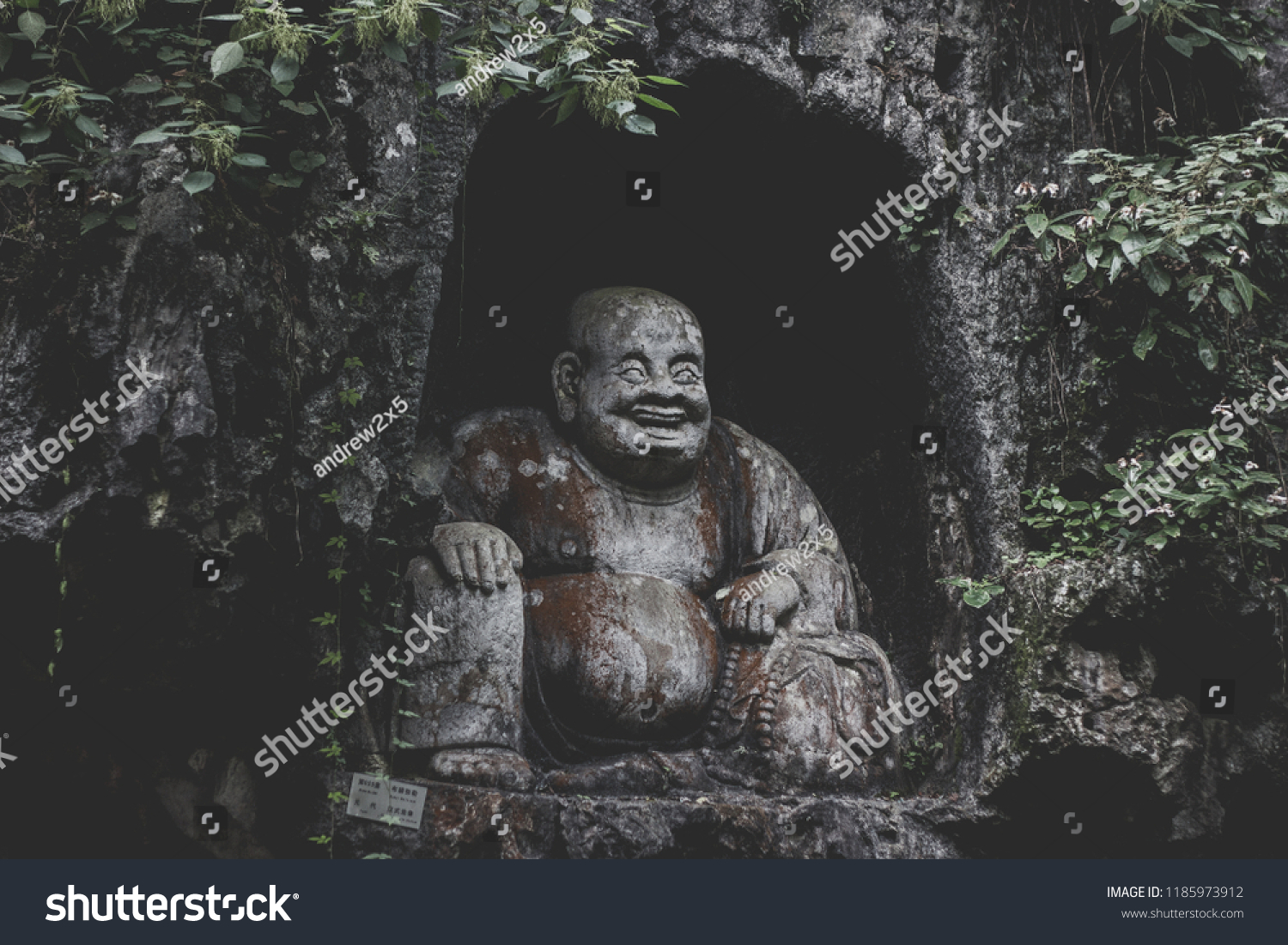 Traditional old chinese asian sculpture in Hangzhou Lingyin Temple