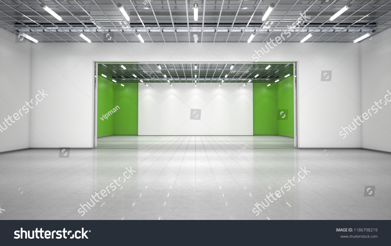 Empty exhibition hall. 3d illustration