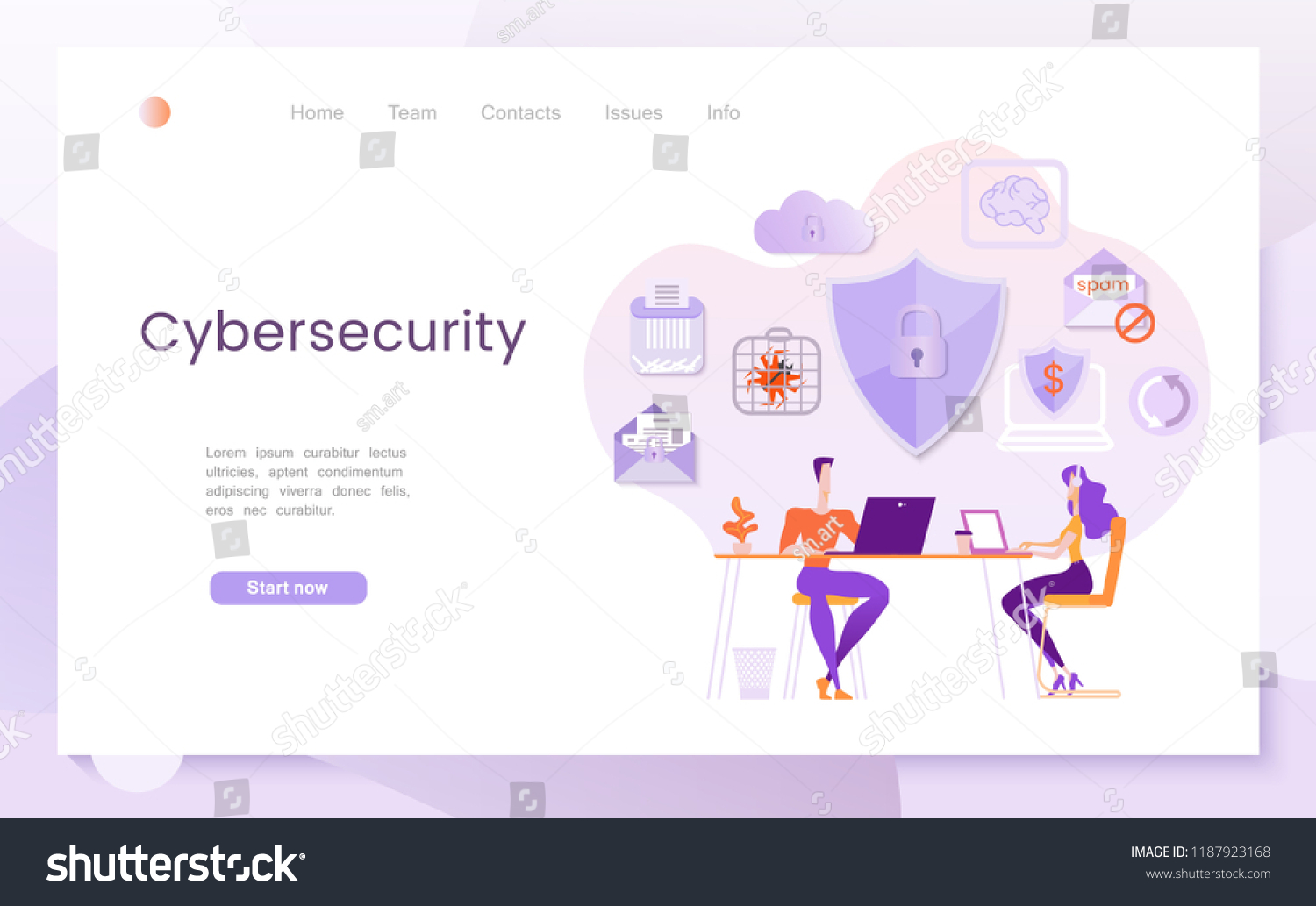 Cybersecurity  the concept of neutralizing cyber threats on the Internet  antivirus software. Modern flat vector illustration  Landing page template
