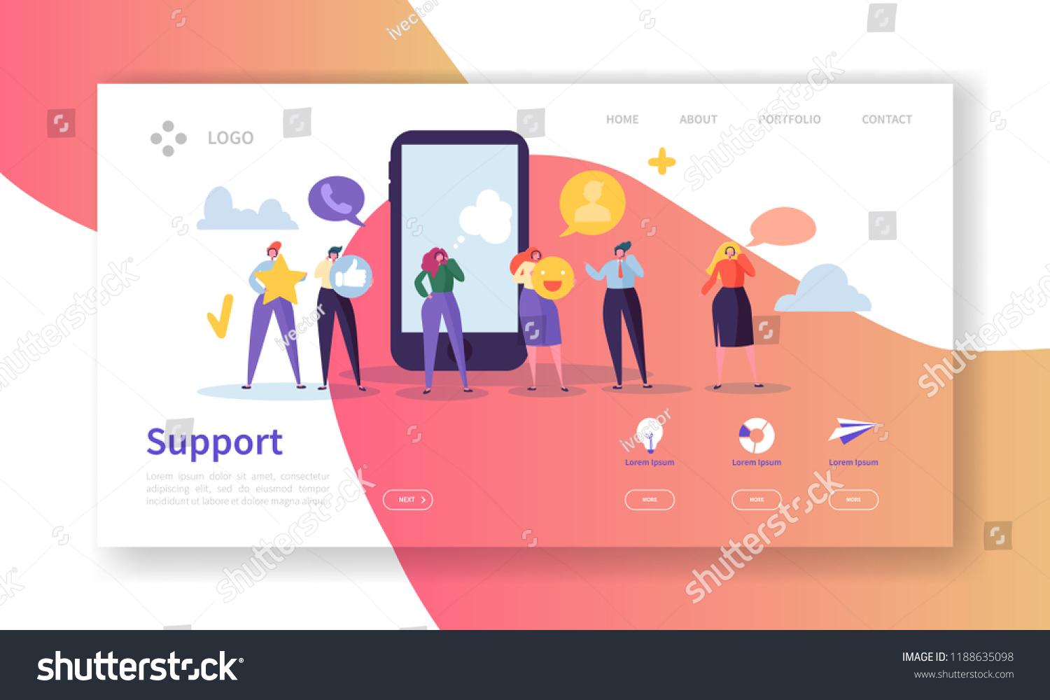 Online Technical Support Landing Page Template. Assistance Service Website Layout with Flat People Characters Hotline Operator. Easy to Edit and Customize Mobile Web Site. Vector illustration