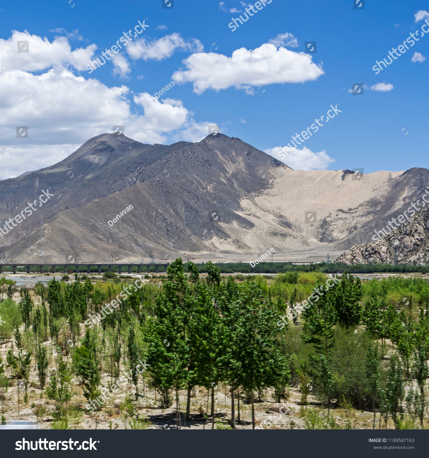 deserthillsidewithbushesandtallbarrenmountainsbeyondunderbright
