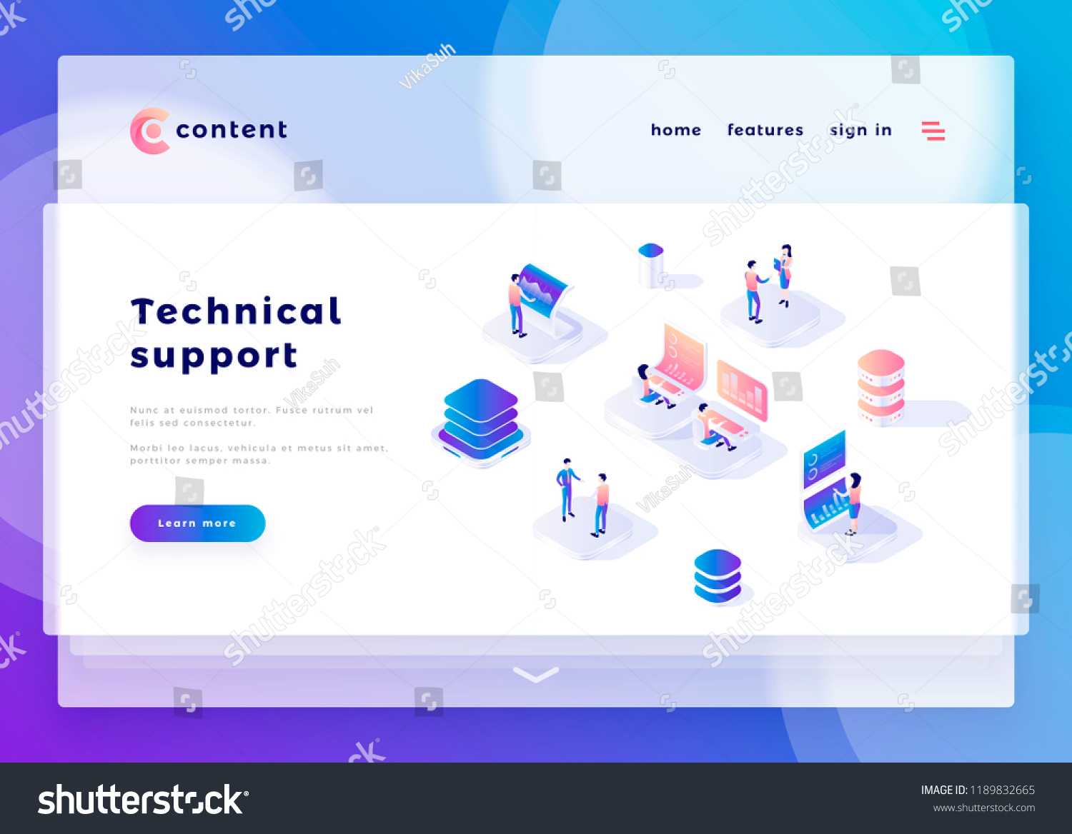 Technical support office people and interact with computers. Landing page template. 3d isometric vector illustration.