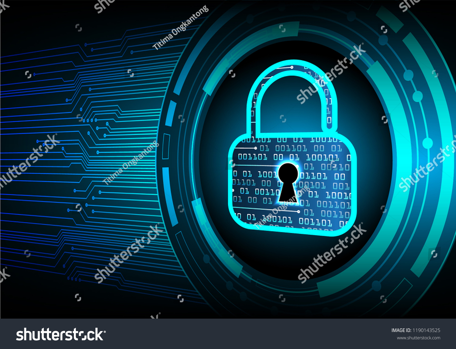 Safety concept  Closed Padlock on digital background  cyber security  Blue abstract hi speed internet technology background illustration. key vector