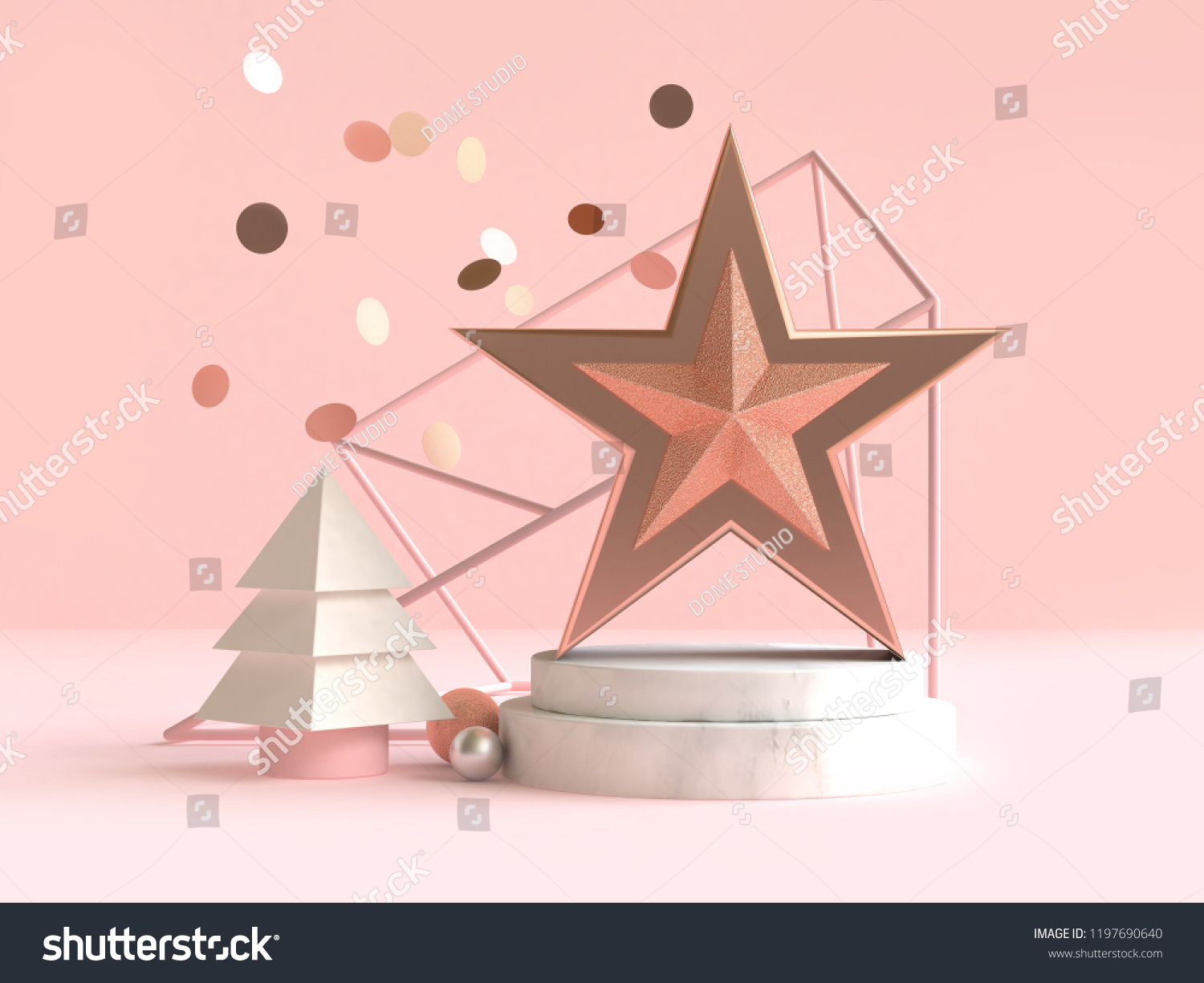star abstract geometric shape christmas concept decoration 3d rendering