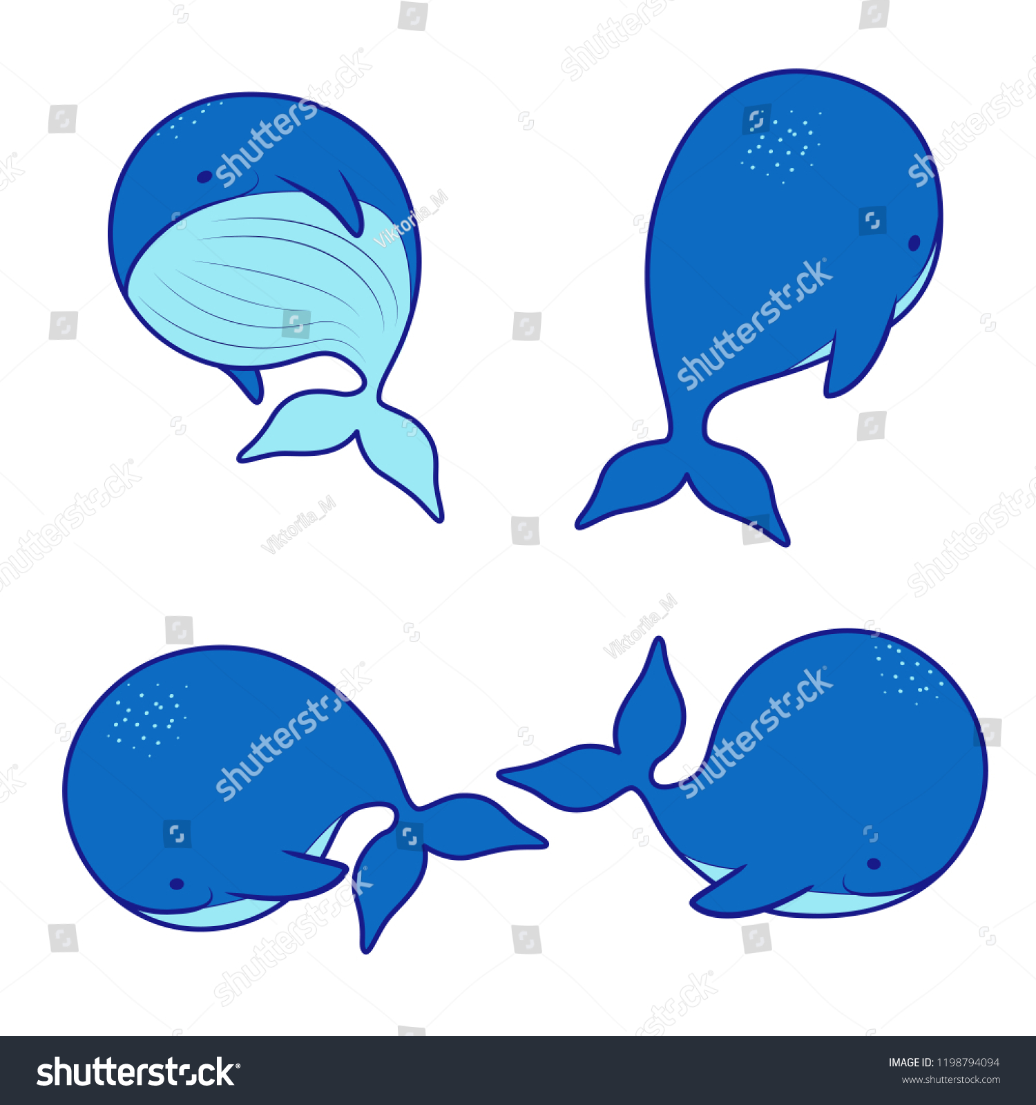 cute cartoon whale isolated on white background