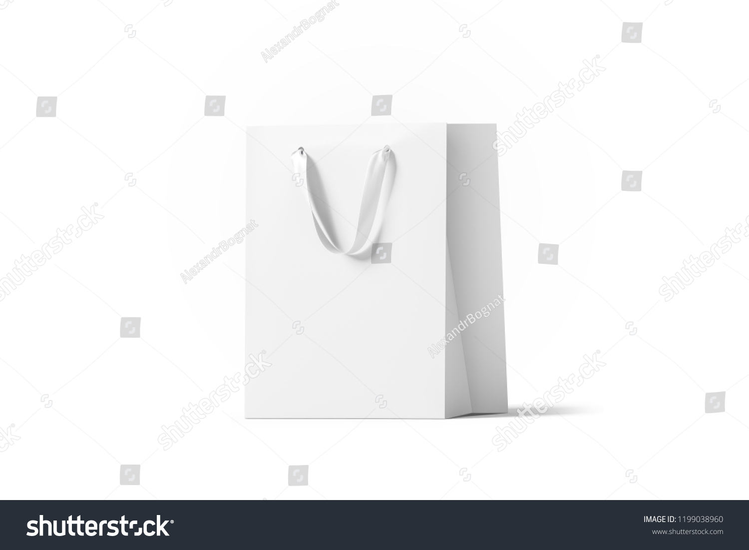 Blank white paper gift bag with silk handle mockup isolated 3d ...