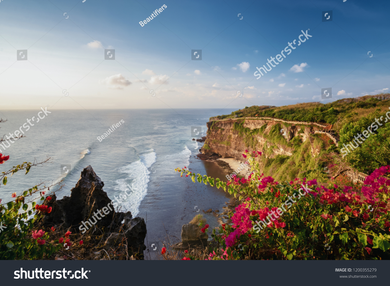 Cliff at at Uluwatu Temple or Pura Luhur Uluwatu. Tourist atrraction in Bali Indonesia.