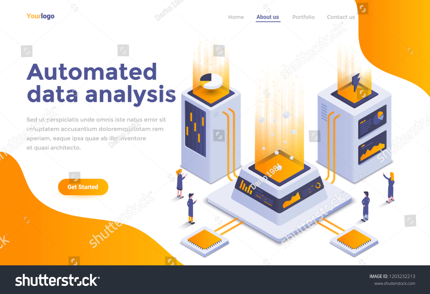 Modern flat design isometric concept of Automated data analysis for website and mobile website. Landing page template. Easy to edit and customize. Vector illustration