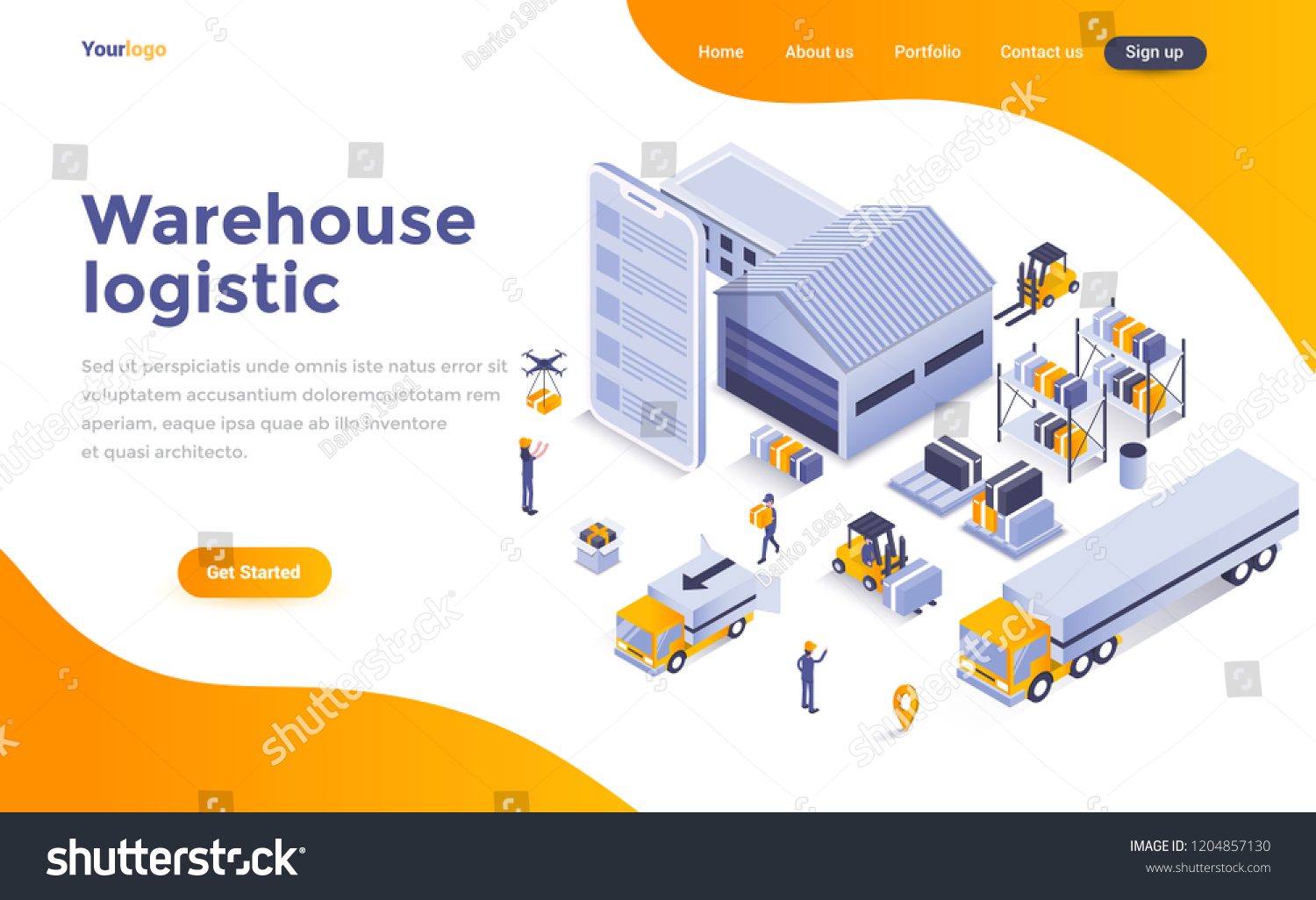 Modern flat design isometric concept of Warehouse Logistic for website and mobile website. Landing page template. Easy to edit and customize. Vector illustration