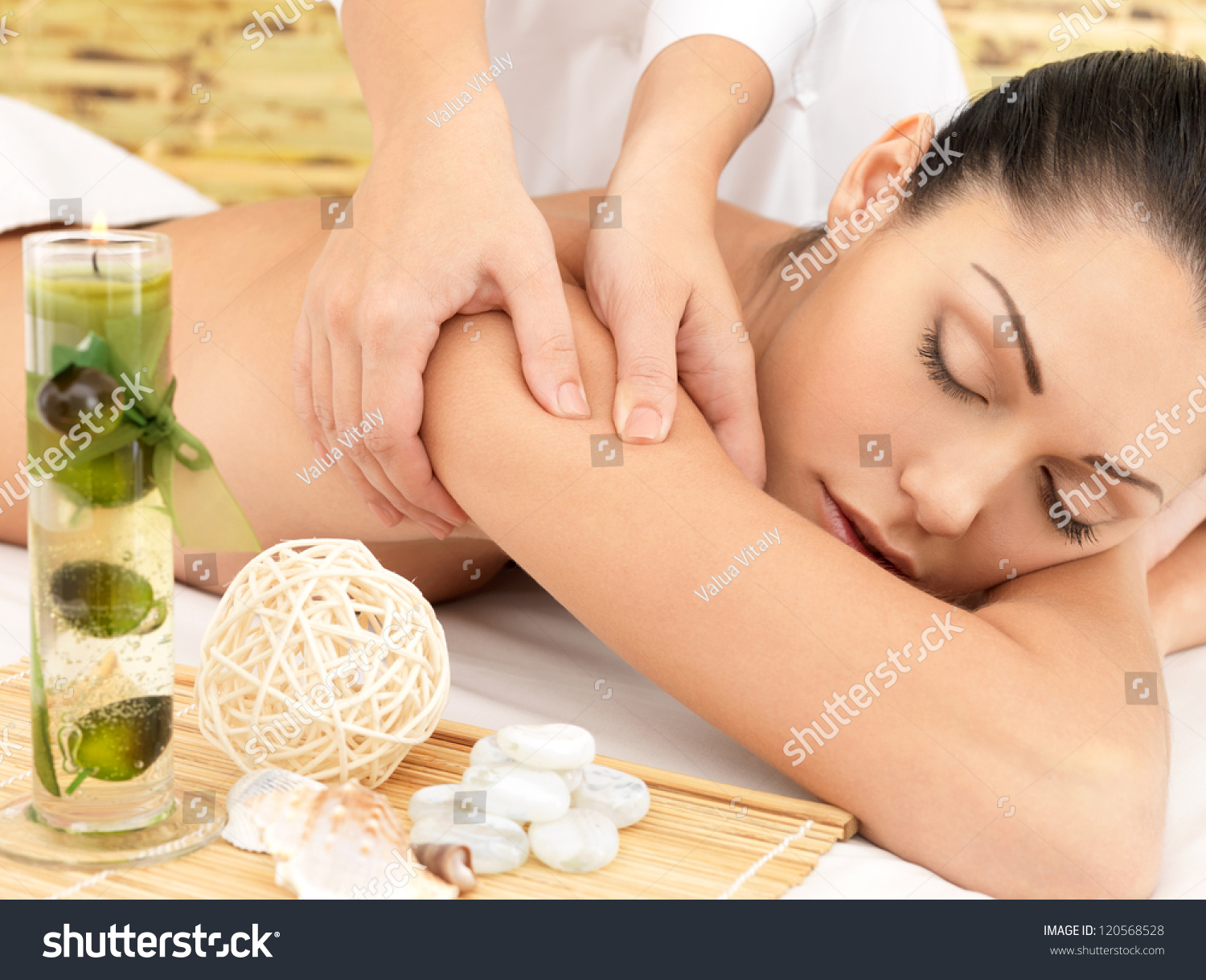 Woman on spa massage of body in the beauty salon.