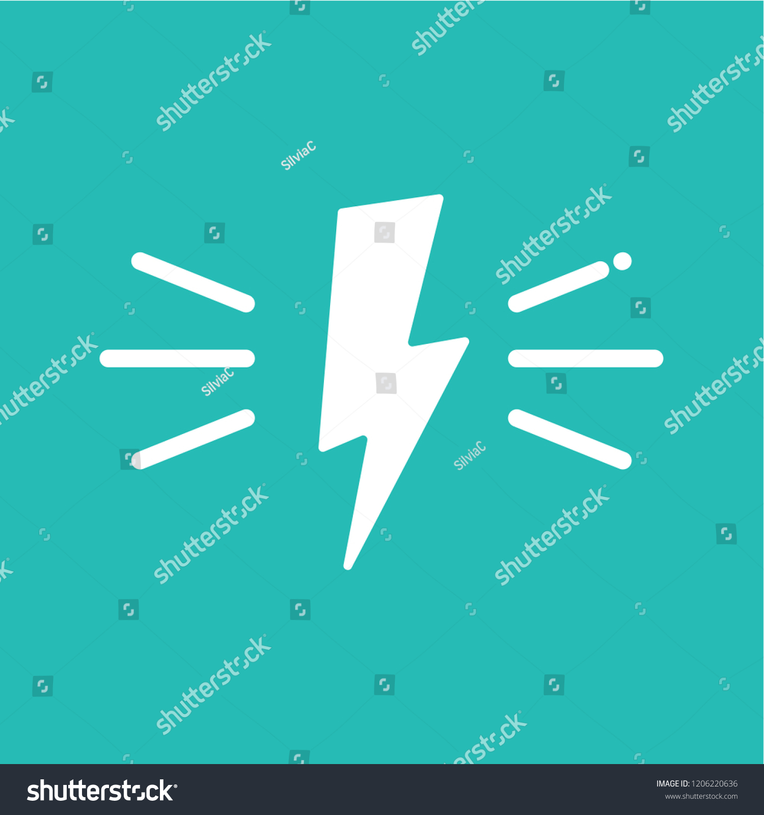 lightning Icon illustration. Flat isolated symbol vector. White pictogram illustration on blue background.
