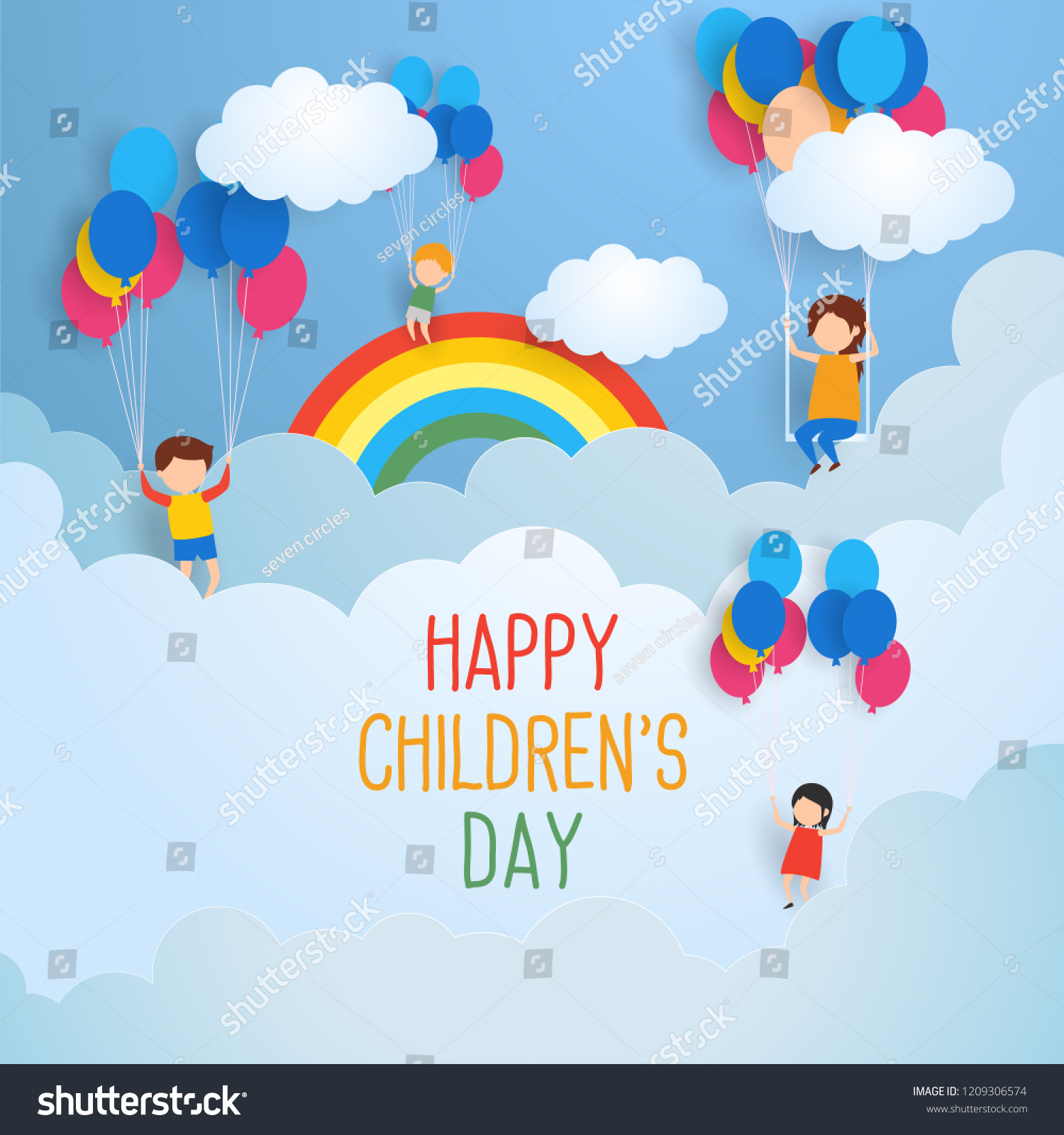 国际儿童庆祝活动的儿童节快乐。矢量图