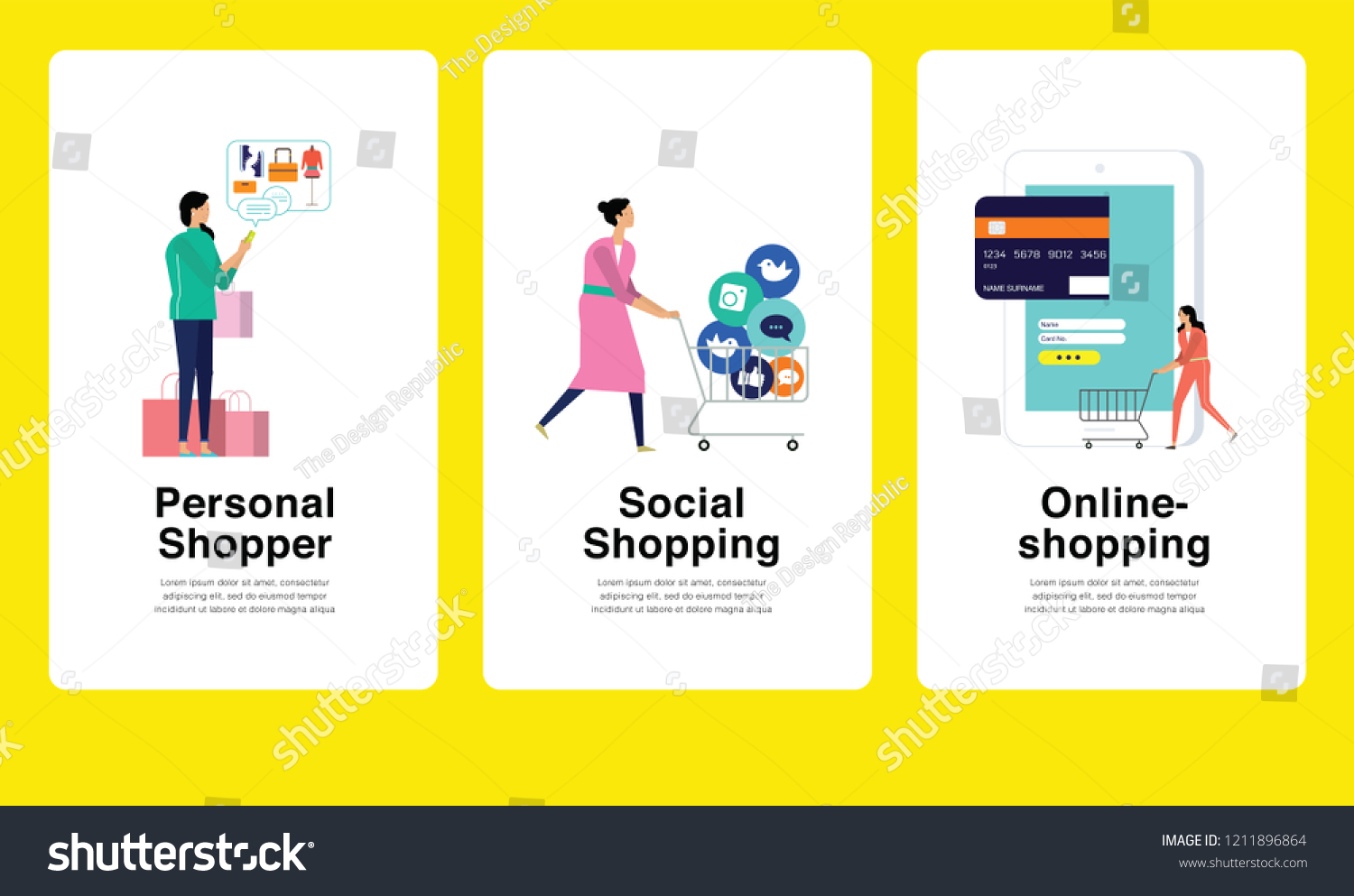 Set of E-Shopping Concept. Can use for Landing Page  Web  Infographics  Editorial  Commercial Use And Others. Vector.
