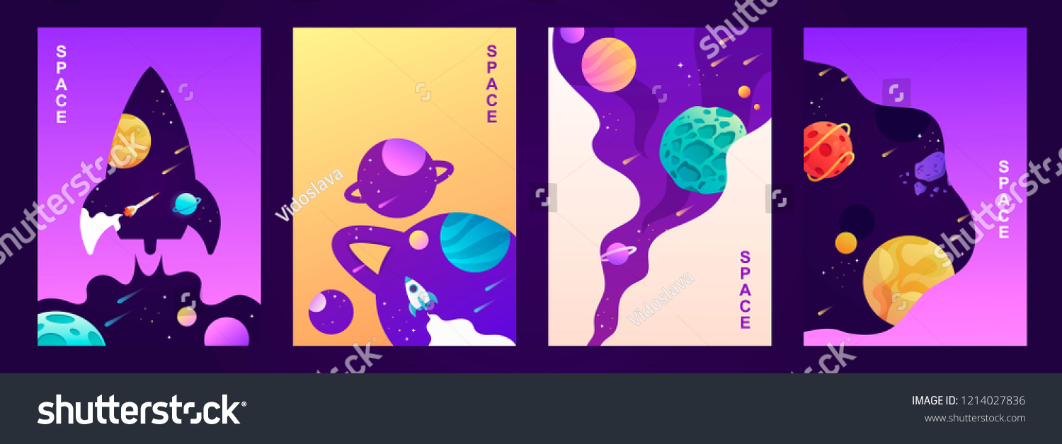 set of vector banners. space trip. universe. colorful templates for covers  flyers  posters.